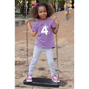 Unicorn 4th Birthday Shirts for Toddler Girls Outfit 4 Year Old Fourth Four Shirt (5 Years, Purple)