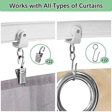 Refrze Flexible Curtain Track, Curved Ceiling Mount, Room Divider, RV, Bay Windows (8ft, White, PVC, Steel, 33 LBS)