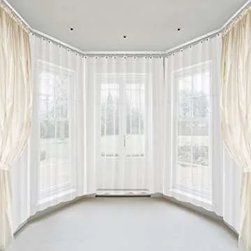 Refrze Flexible Curtain Track, Curved Ceiling Mount, Room Divider, RV, Bay Windows (8ft, White, PVC, Steel, 33 LBS)