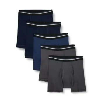 Amazon Essentials Men's Tag-Free Cotton Boxer Briefs - 5 Pack