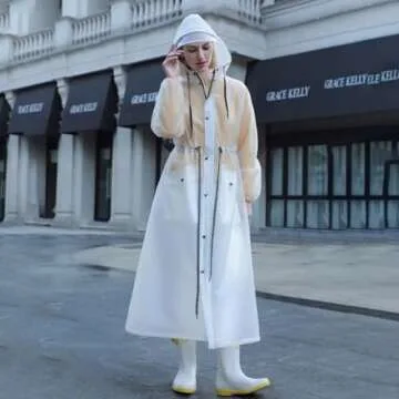 Generic Women's Long Raincoat Adult Full Body Rain Gear For Cycling Heavy Rain Poncho Portable Clear Medium