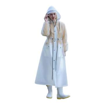 Generic Women's Long Raincoat Adult Full Body Rain Gear For Cycling Heavy Rain Poncho Portable Clear Medium