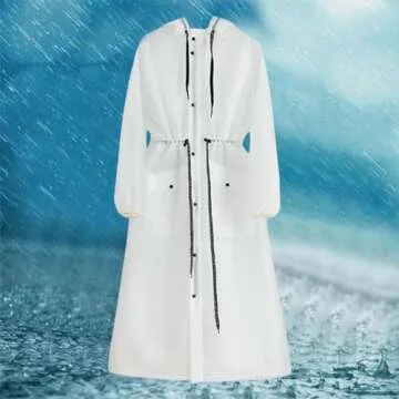 Generic Women's Long Raincoat Adult Full Body Rain Gear For Cycling Heavy Rain Poncho Portable Clear Medium