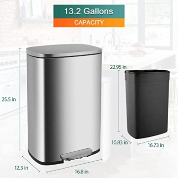 PayLessHere 13.2 Gallon Fingerprint Proof Trash Can