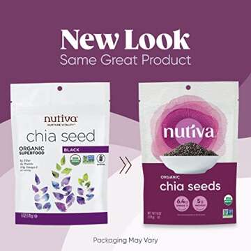 Nutiva Organic Premium Raw Black Chia Seeds - Nutrient-Dense, Vegan, Gluten-Free