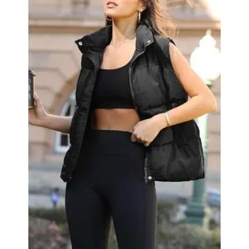 Zeagoo Women Puffer Vest Lightweight Stand Collar Sleeveless Winter Warm Zip Up Padded Outerwear Jac...
