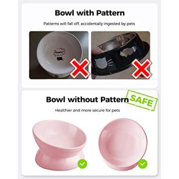 LoeJan Elevated Cat Food Bowl, 5 Oz Ceramic Raised and Tilted Water Bowl, Anti Vomiting and Protect Pets' Spines Dishes for Small Dog, Fat Faced Cat, Kitten (Pink, 1 Pack)