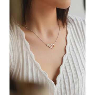 Shonyin Mother Daughter Necklace - Infinity Heart Pendant Jewelry for Moms and Daughters