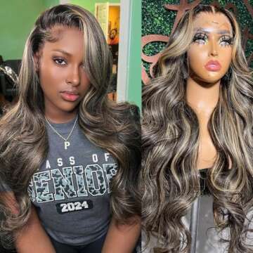 Highlight Lace Front Wig Human Hair Pre Plucked 26 Inch 1B/27 Ombre Lace Front Wig Human Hair 13x4 Body Wave Lace Front Wigs Human Hair 200% Density Colored HD Glueless Human Hair Wigs