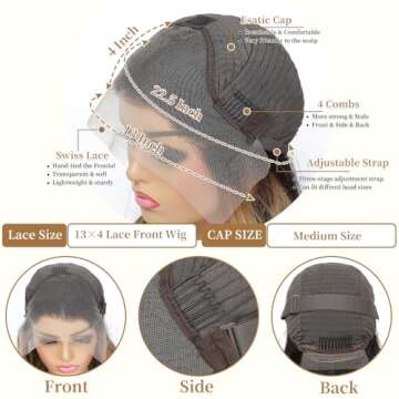 Highlight Lace Front Wig Human Hair Pre Plucked 26 Inch 1B/27 Ombre Lace Front Wig Human Hair 13x4 Body Wave Lace Front Wigs Human Hair 200% Density Colored HD Glueless Human Hair Wigs