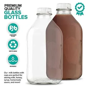 Half Gallon Glass Milk Bottle with Lids for Sustainable Storage