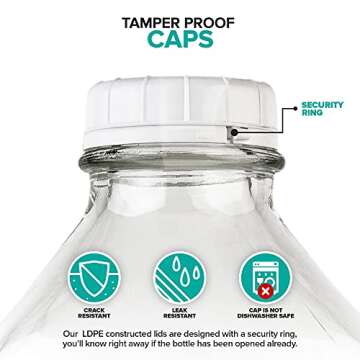 Half Gallon Glass Milk Bottle with Lids for Sustainable Storage
