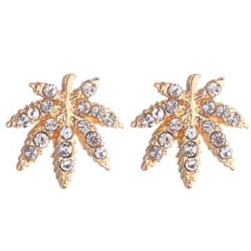 Lux Accessories Marijuana Leaf Crystal Earrings - Trendy Style