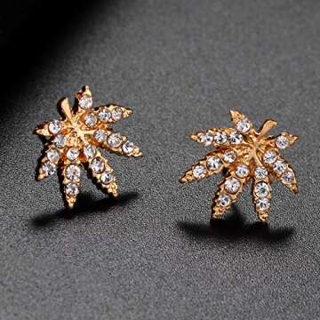 Lux Accessories Marijuana Leaf Crystal Earrings - Trendy Style