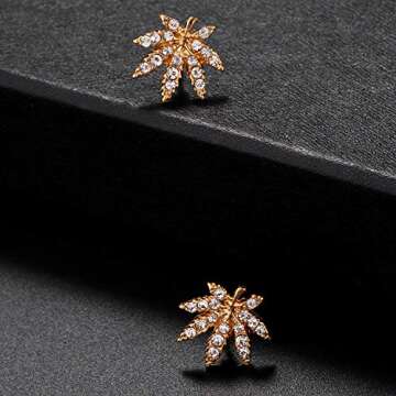 Lux Accessories Marijuana Leaf Crystal Earrings - Trendy Style