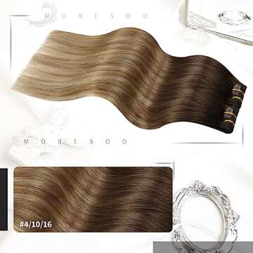 Moresoo Balayage Hair Extensions Clip in Human Hair Ombre Clip in Extensions 22inch Real Hair Extens...
