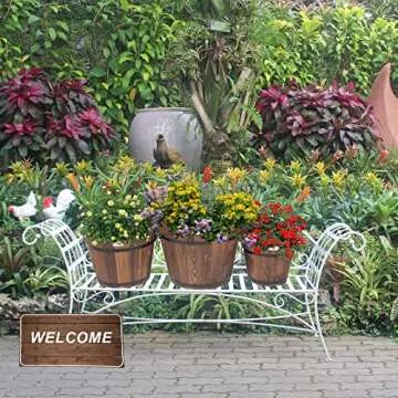 VINGLI 3 pcs Wooden Planter Barrel Set, Real Wood Indoor/Outdoor Flower Pot w/Drainage Holes, Different Sizes, Large Garden Container Box