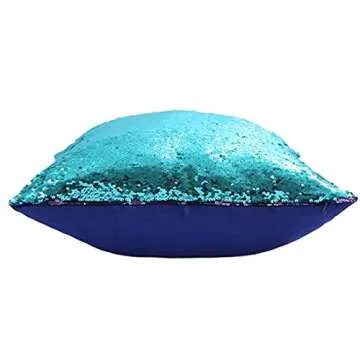 SquarePie Reversible Sequin Pillow Covers Set of 2, Flip Sequin Decorative Pillowcases, Magic Color Changing Sublimation Throw Cushion Cases,18x18 Inches Teal Blue and Light Purple