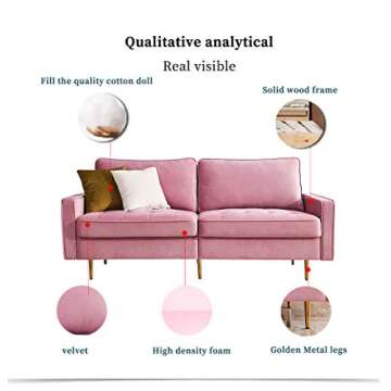 Danxee Velvet Fabric Sofa 71" Modern Couch with Pillows