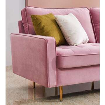 Danxee Velvet Fabric Sofa 71" Modern Couch with Pillows