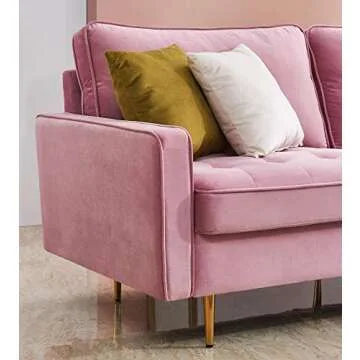 Danxee Velvet Fabric Sofa 71" Modern Couch with Pillows