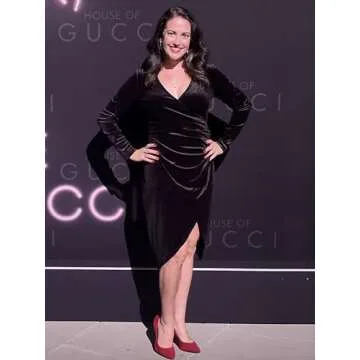 HUHOT Black Cocktail Dress Velvet Fall/Winter Party Cocktail Wrap Long Sleeve Bodycon Ruched Midi Birthday Dress