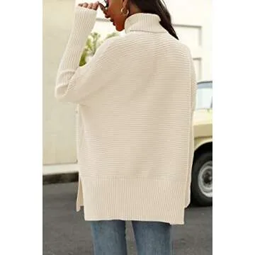 Cozy EFAN Women's Turtleneck Oversized Sweater for Fall