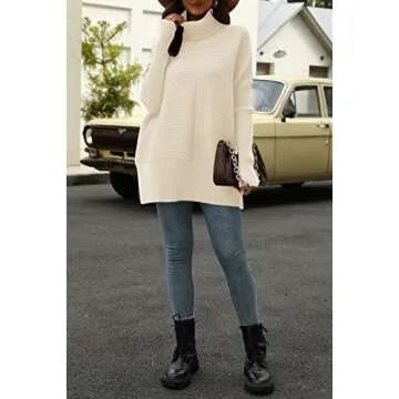 Cozy EFAN Women's Turtleneck Oversized Sweater for Fall