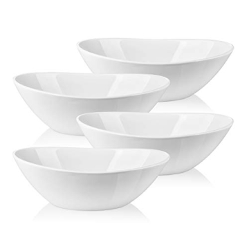 LIFVER 9" Serving Bowls for Wedding Decor, 36 OZ Porcelain Serving Dishes for Entertaining, Large Bo...