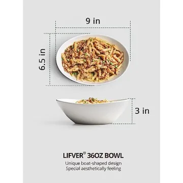LIFVER 9" Porcelain Serving Bowls Set for Entertaining