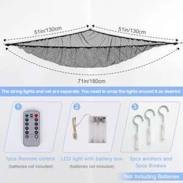 Basumee Stuffed Animals Net or Hammock with LED Light Hanging Toy Net Hammock for Stuffed Animals Storage Stuff Animals Hammocks for Nursery Kids Room with Remote Control, 8 Kinds of Lights(Pack of 1)