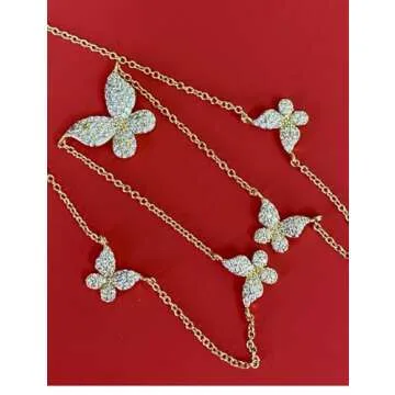 SUNXN Butterfly Necklace Dainty Charm Choker Pendant Necklace for Women Jewelry Birthday Gifts (Gold38)