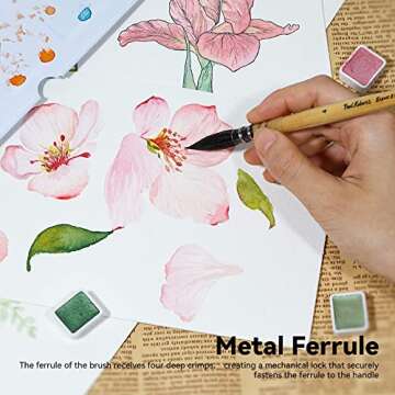 Paul Rubens Professional Watercolor Paint Brush, Size 4 Wash/Mop Round Squirrel Hair Paint Brush for Art Painting, Fine Detailing, Acrylic, Gouache, Oil