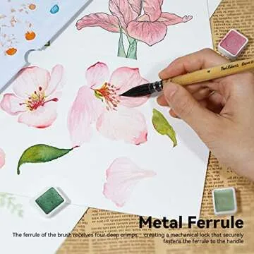 Paul Rubens Professional Watercolor Paint Brush, Size 4 Wash/Mop Round Squirrel Hair Paint Brush for Art Painting, Fine Detailing, Acrylic, Gouache, Oil