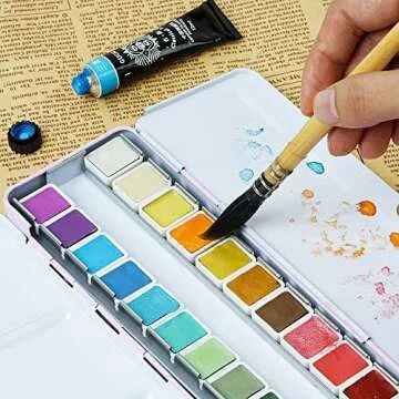 Paul Rubens Professional Watercolor Paint Brush, Size 4 Wash/Mop Round Squirrel Hair Paint Brush for Art Painting, Fine Detailing, Acrylic, Gouache, Oil