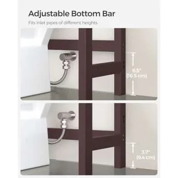 SONGMICS Over The Toilet Storage, 3-Tier Over Toilet Bathroom Organizer with Adjustable Shelf, Fit Most Toilets, Space-Saving, Brown UBTS01BR