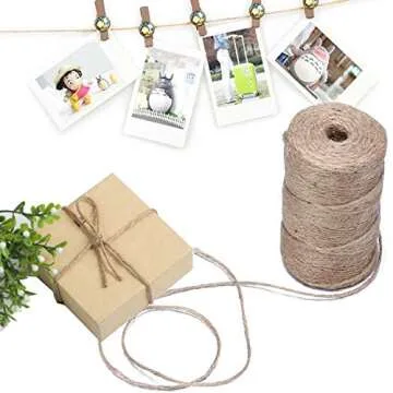 WODTRUE 3 Ply 2mm Thick 328 Feet Natural Jute Twine 2 Pack,Christmas Twine,Best Arts Crafts Gift Twine Durable Packing String for Weddings,Gift Wrapping, Gardening,DIY Crafts, Decoration.
