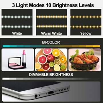 Upgrade EMART 14" x 16" Photography Table Top Light Box 104 LED Portable Photo Studio Shooting Tent with Color Backdrops and Phone Tripod Holder