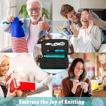 Votris Light Up Crochet Hooks - Crochet Kit for Beginners, Ergonomic Soft Grip, Rechargeable Light, 11 Interchangeable Heads - Ideal Crochet Set for Crocheting Yarn, Arthritic Hands, Crafting Delight