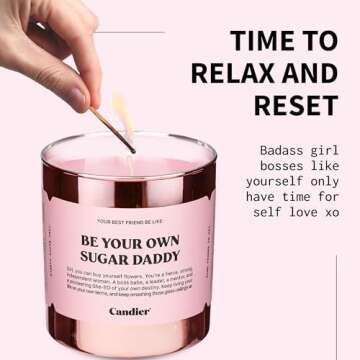 Be Your Own Sugar Daddy Scented Candle, Soy Candle with Rose & Carnation Notes, Aromatherapy Candle, Candles Gifts for Women - Candier by Ryan Porter
