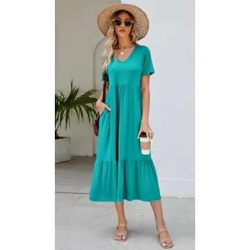 Shop Women's 2025 Summer V Neck Swing Dress