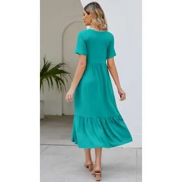 Shop Women's 2025 Summer V Neck Swing Dress