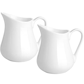 Gurygo 2 Pack Classic White Creamer Set - Fine Porcelain for Milk & Sauces