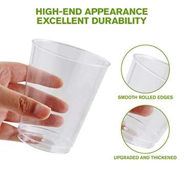 JollyPack 300 Pack Clear Plastic Cups 10 OZ Disposable Heavy-duty Hard Drinking Cups for Christmas, Wedding, Home, Dinner and other Events