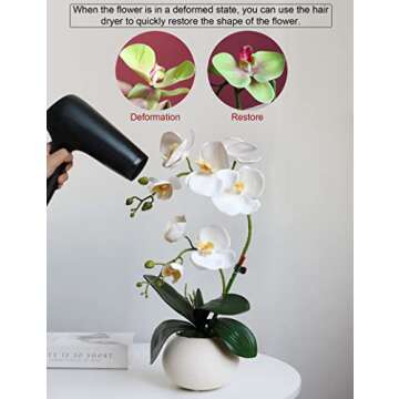 Forlaoers Elegant 17" White Orchid Silk Floral Arrangement