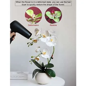 Forlaoers Elegant 17" White Orchid Silk Floral Arrangement