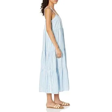 The Drop Women's Britt Tiered Maxi Tent Dress, Blue Bell Stripe, XXL, Plus Size
