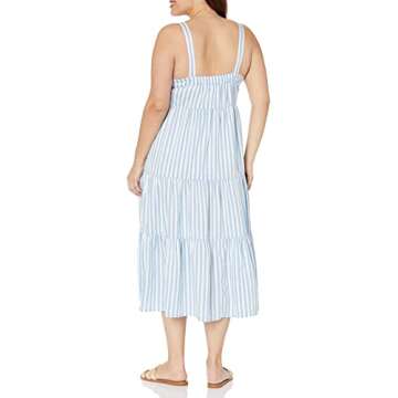 The Drop Women's Britt Tiered Maxi Tent Dress, Blue Bell Stripe, XXL, Plus Size