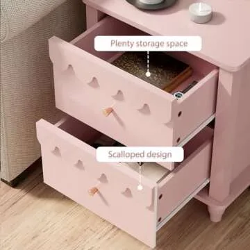 Anbuy Pink Nightstand Set of 2 - Stylish Storage Solution
