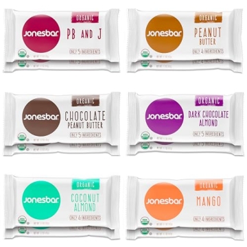 Jones Bar Variety Pack – Organic Fruit & Nut Snack, 12 Count, Clean Ingredients